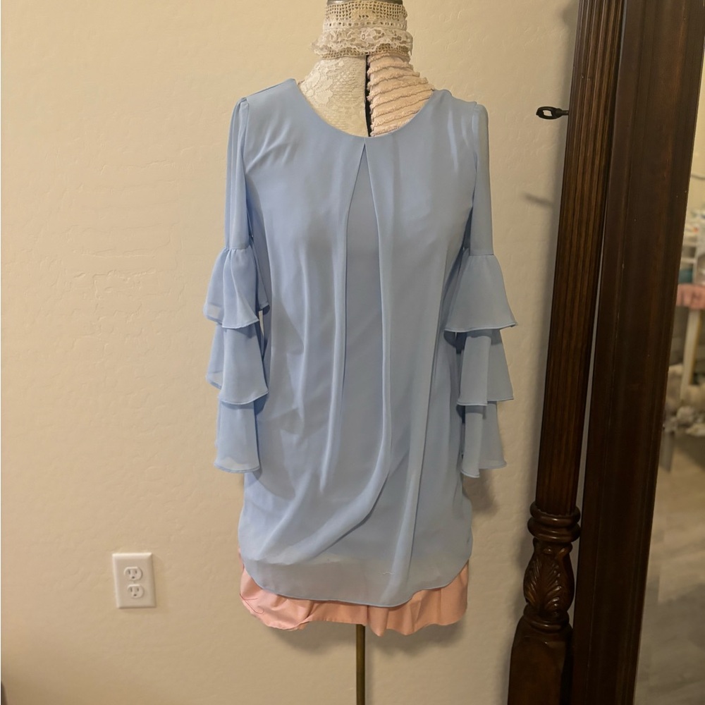Amy Byer Light Blue and Pink Kids Dress